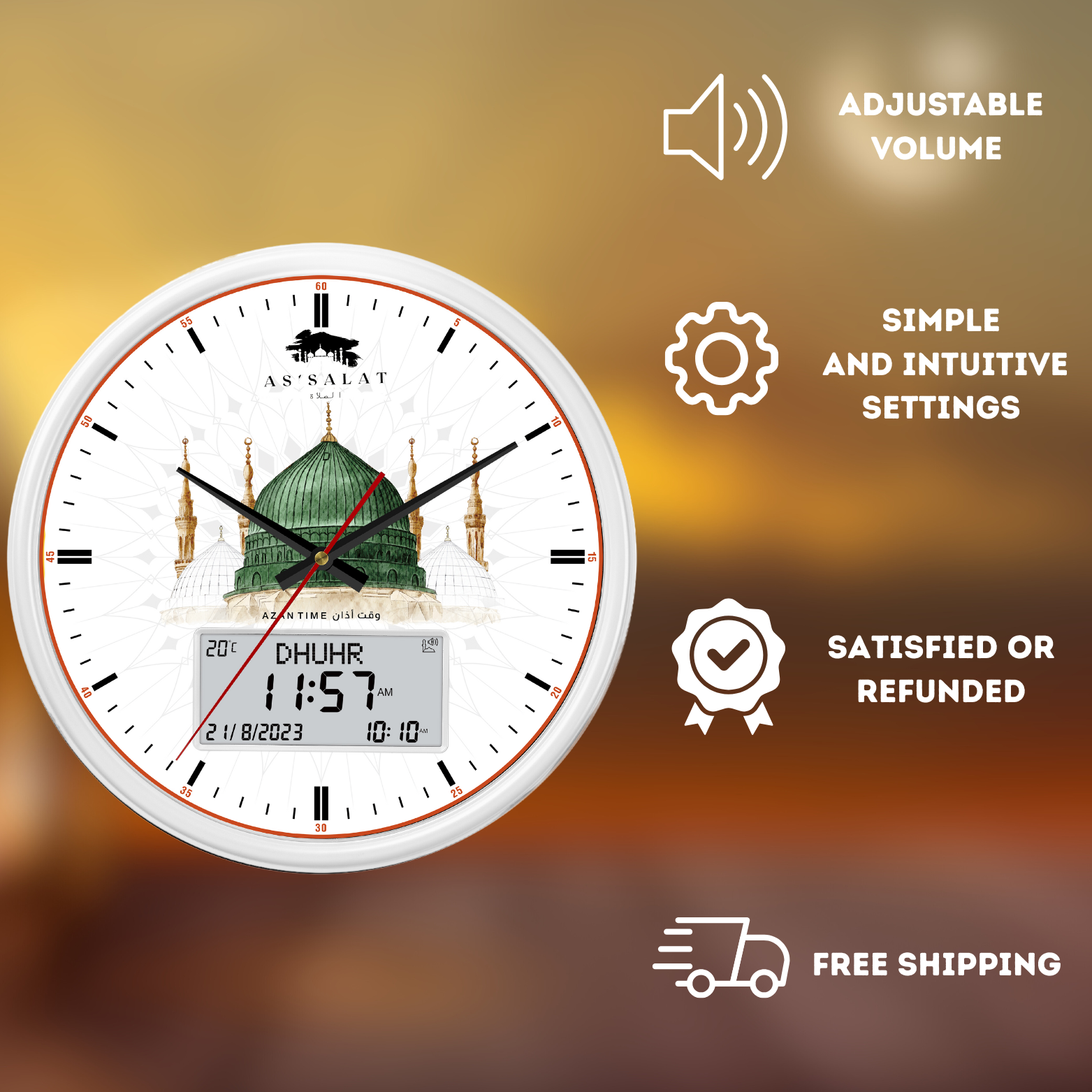 White Adhan Clock Masjid An-Nabawi 